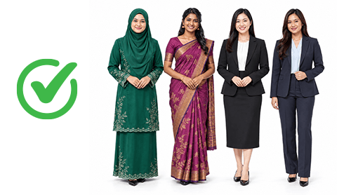 Pakaian dibenarkan - Wanita